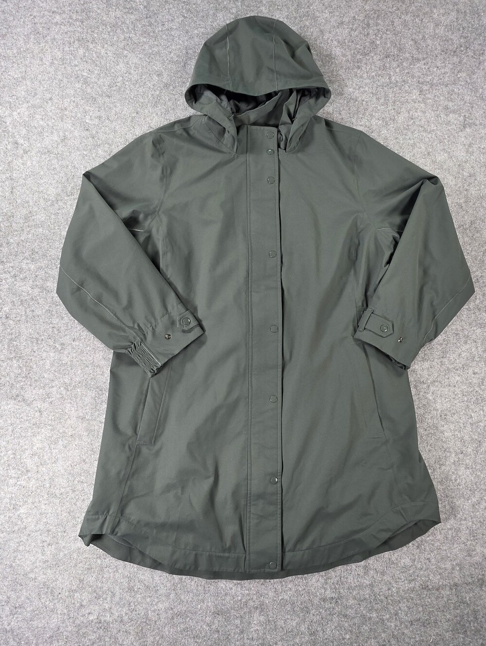 Athleta RainOut Sutro long trench coat waterproof Green jacket